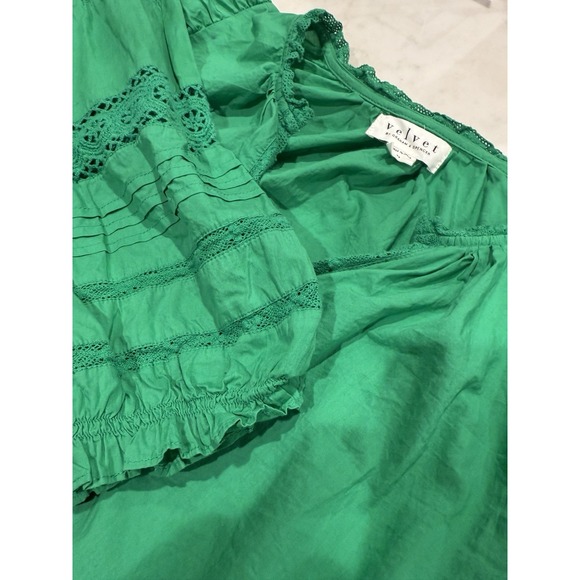 Velvet by Graham & Spencer Tops - Velvet Anthropologie‎ Green Long Sleeve Cotton  Top Boho Detailed Size Med